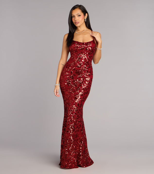 Windsor Betty Sequin Strappy Mermaid Formal Dress