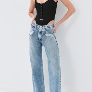 Versace Bio Cotton Rib Thong Bodysuit