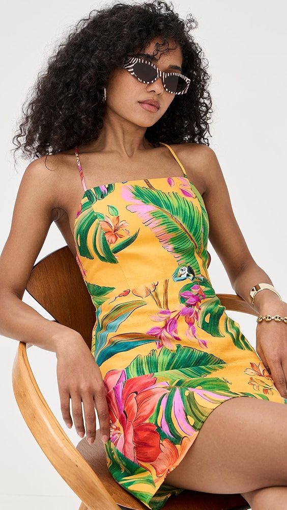 FARM Rio Birds Singing Yellow Mini Dress
