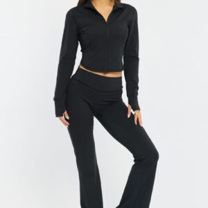 Black Active Flare Leg Pants