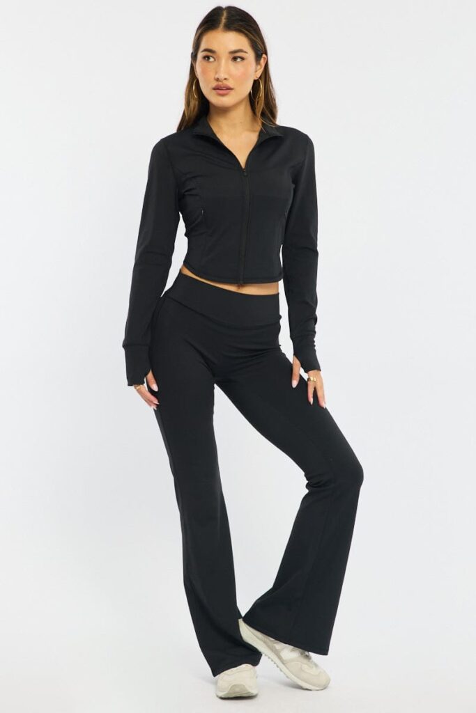 Ally Fashion Black Active Flare Leg Pants Black Active Flare Leg Pants