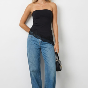 Ally Fashion Black Asymmetrical Long Line Bandeau Top Black Asymmetrical Long Line Bandeau Top