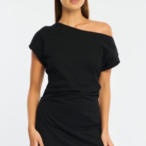 Ally Fashion Black Asymmetrical Neckline Mini Dress
