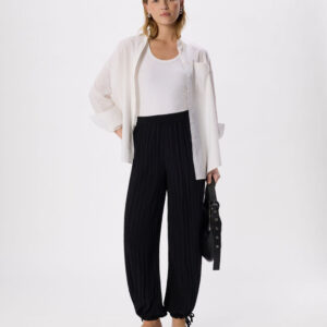 Black Balloon Tie Hem Trousers