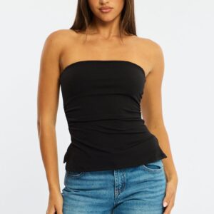 Black Bandeau Top Side Split