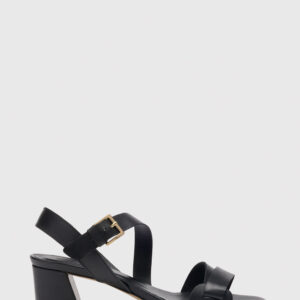 Black Block Heel Buckle Sandal