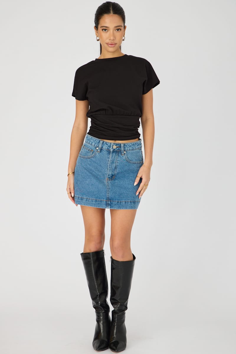 Ally Fashion Black Boat Neck Short Sleeve Top