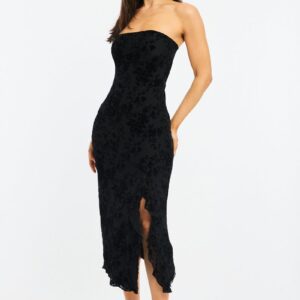 Ally Fashion Black Bodycon Dress Strapless Burnout Black Bodycon Dress Strapless Burnout