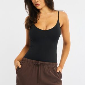 Black Bodysuit Singlet V-neck Supersoft