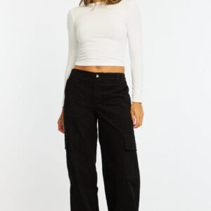Black Cargo Pant Mid Rise