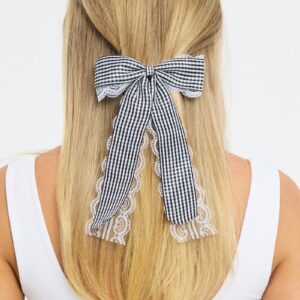 Ally Fashion Black Check Print Hair Bow Black Check Print Hair Bow