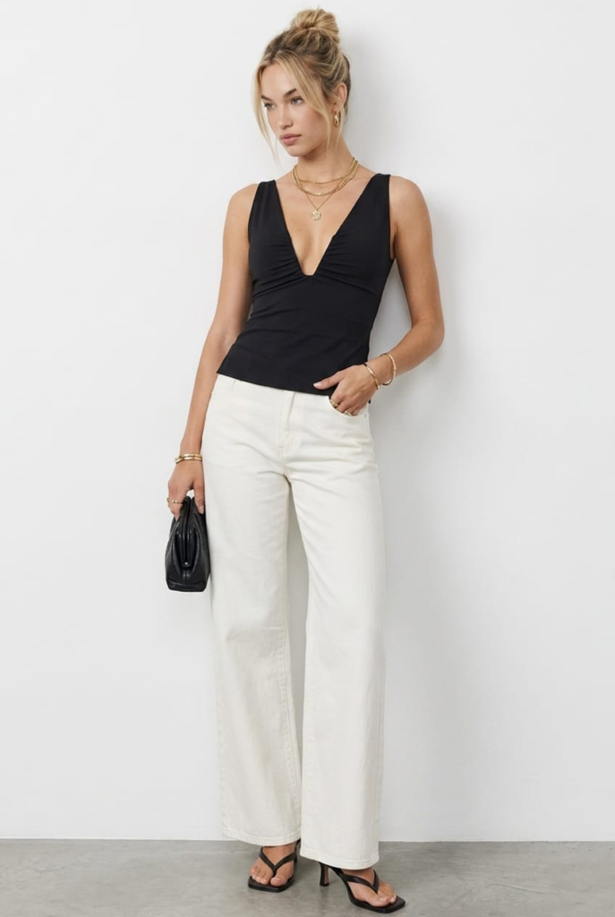 Ally Fashion Black Deep Ruched Halter Neck Top