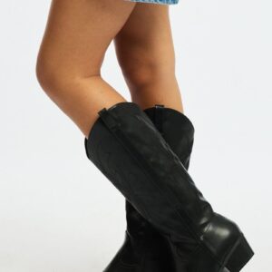Black Embroidered Western Cowboy Boots