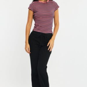 Black Flare Leg Pants Mid Rise