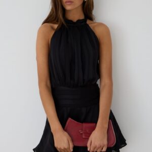Black Halter Neck Dress Mini