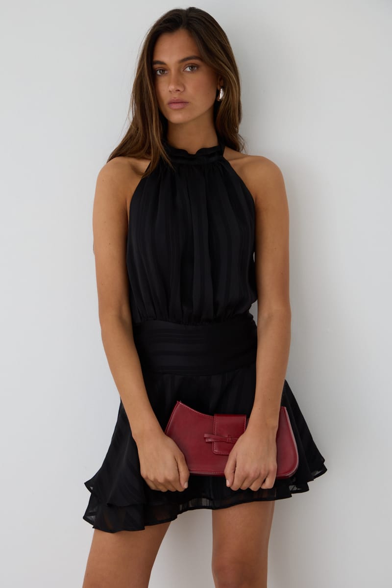 Ally Fashion Black Halter Neck Dress Mini