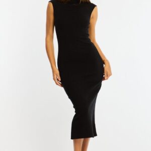 Black Knit Dress Midi