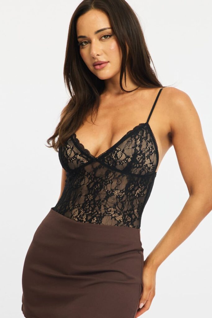 Ally Fashion Black Lace Bodysuit Sleeveless