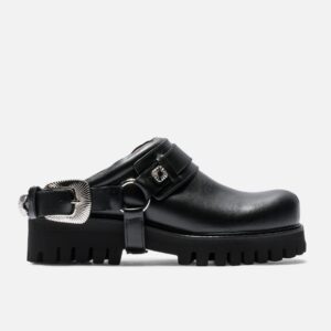 Toga Virilis Black Leather Mules Black Leather Mules