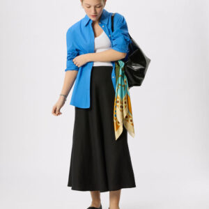 Black Linen Midi Skirt