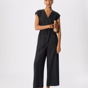 Black Linen Wrap Jumpsuit
