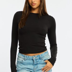 Black Long Sleeve Skinny Fit T-Shirt