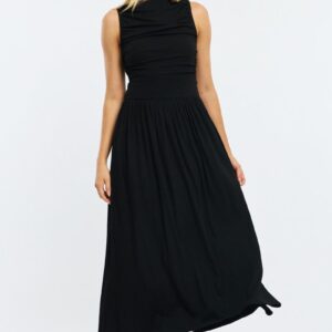 Black Maxi Dress Boat Neck