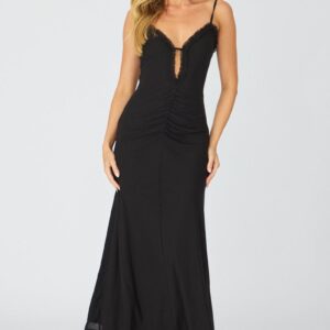 Black Maxi Dress Cut Out Detail Mesh