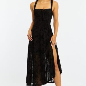Ally Fashion Black Midi Dress Ruched Bust Black Midi Dress Ruched Bust