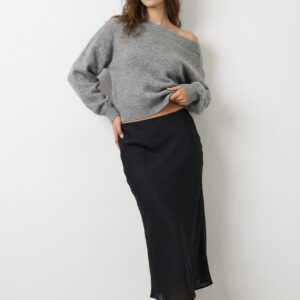 Black Midi Skirt Mid Rise Chiffon Lined