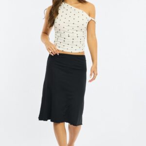 Ally Fashion Black Midi Skirt Mid Rise Lined Black Midi Skirt Mid Rise Lined