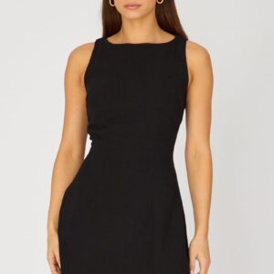 Black Mini Dress Boat Neck