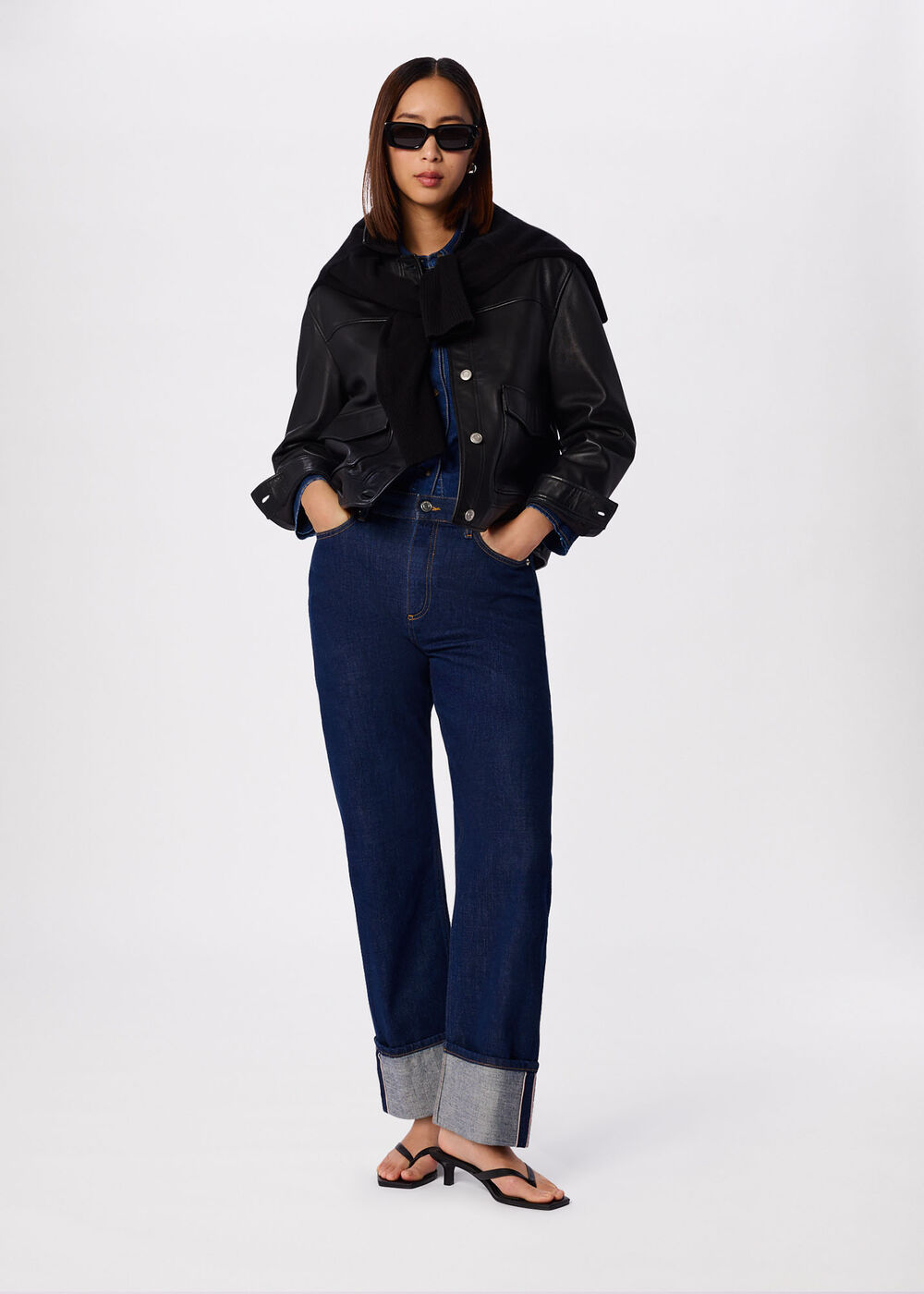 Black Natia Leather Western Jacket - Image 2