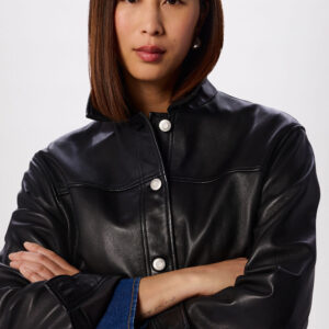 Black Natia Leather Western Jacket
