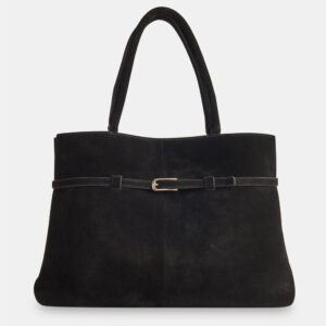Black Noelle Suede Buckle Tote Bag
