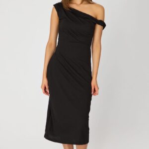 Black Off Shoulder Midi Dress | Ally Fashion