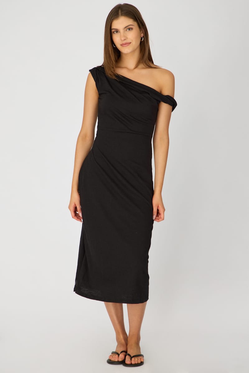 Black Off Shoulder Midi Dress | Ally Fashion