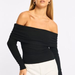 Black Off Shoulder Top Long Sleeve