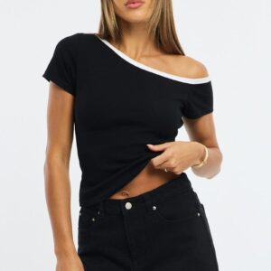 Black One Shoulder Tee