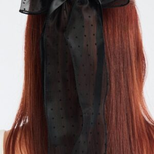 Ally Fashion Black Polka Dot Organza Hair Bow Black Polka Dot Organza Hair Bow
