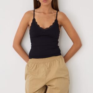 Ally Fashion Black Seamless Cami Lace Trim