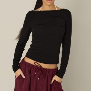 Black Sheer Top Long Sleeve Ally Fashion