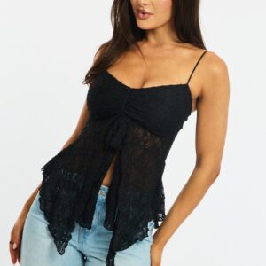 Black Singlet Top Lace