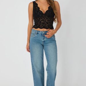 Ally Fashion Black Sleeveless Slim Fit Sweetheart Neck Top