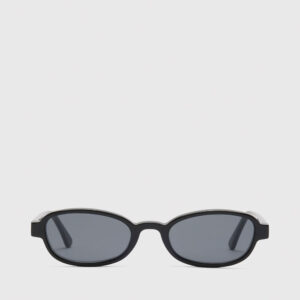 Black Slim Oval Sunglasses