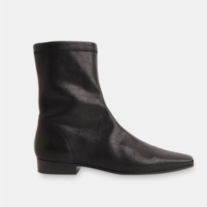 Black Square Toe Flat Sock Boot