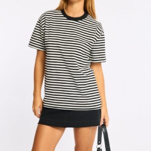 Black Stripe Oversized Tee Short Sleeve