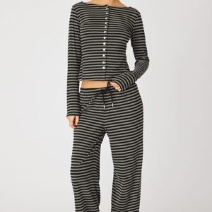 Ally Fashion Black Stripe Relaxed Lounge Pants