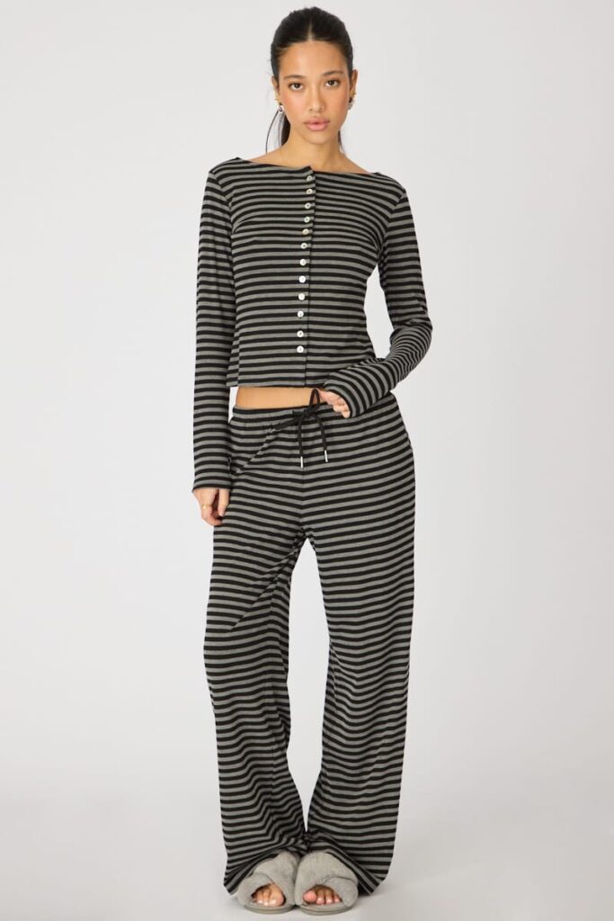 Ally Fashion Black Stripe Relaxed Lounge Pants Black Stripe Relaxed Lounge Pants