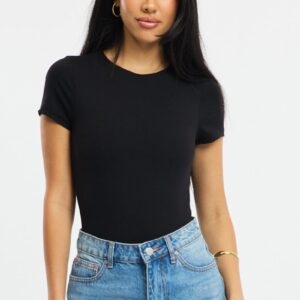 Ally Fashion Black Supersoft Bodysuit Short Sleeve